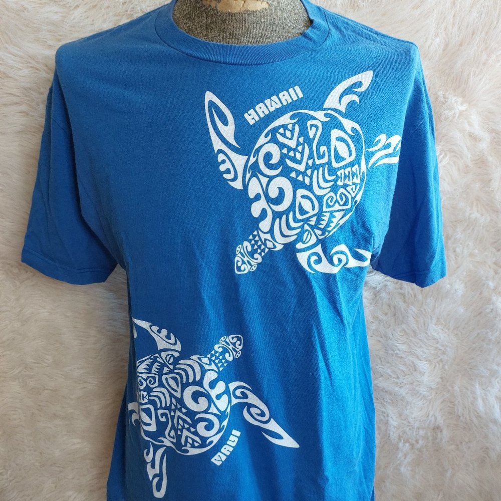 Alstyle Men's Blue Hawai Maui Sea Turtle Crew-Neck T-Shirt Size L